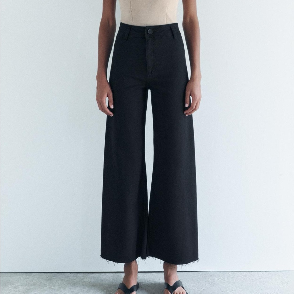 Zara Black Wide Leg Flare Jeans
